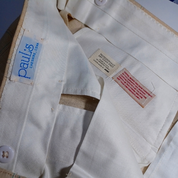 Vintage 80s Linen Dress Pants, Cream, Men's, Size 34, Made in USA - Picture 2 of 10